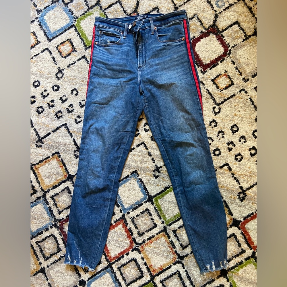 Abercrombie & Fitch Simone High Rise Ankle Jeans with Stripe